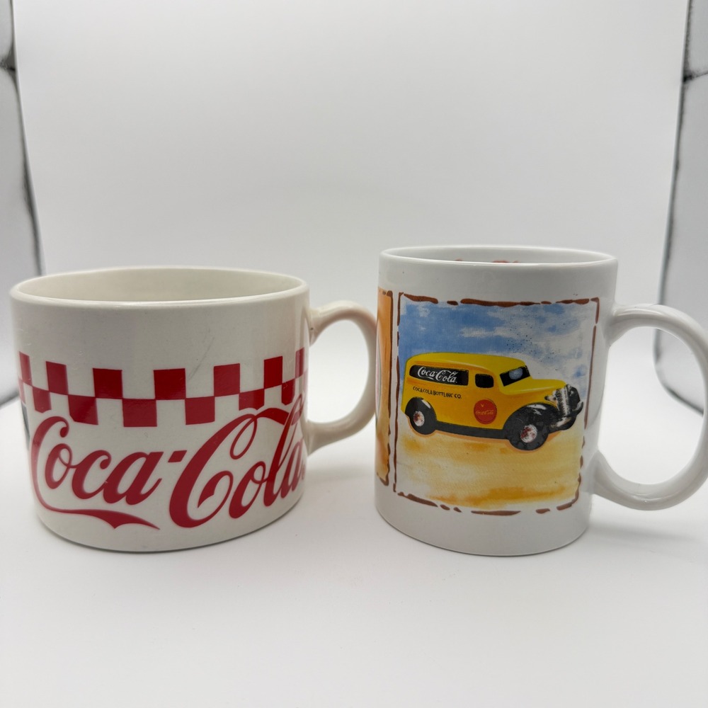Coca-Cola Coffee Mugs White Good Vintage Gibson Set of‎ 2
